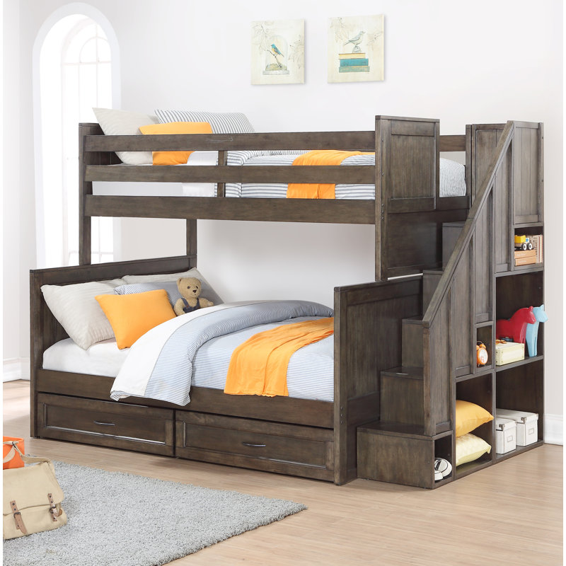 Harriet Bee Lawanda Twin Over Full Bunk Bed with Bookcase and Drawers